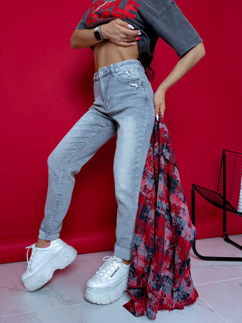 MOM STRETCH pants "VENERA" - LIGHT GRAY AT133-38